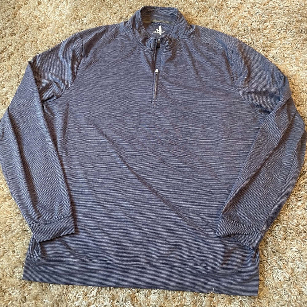 Johnnie O Pullover Mens XL Blue Performance 1/4 Zip Striped Golf Outdoor